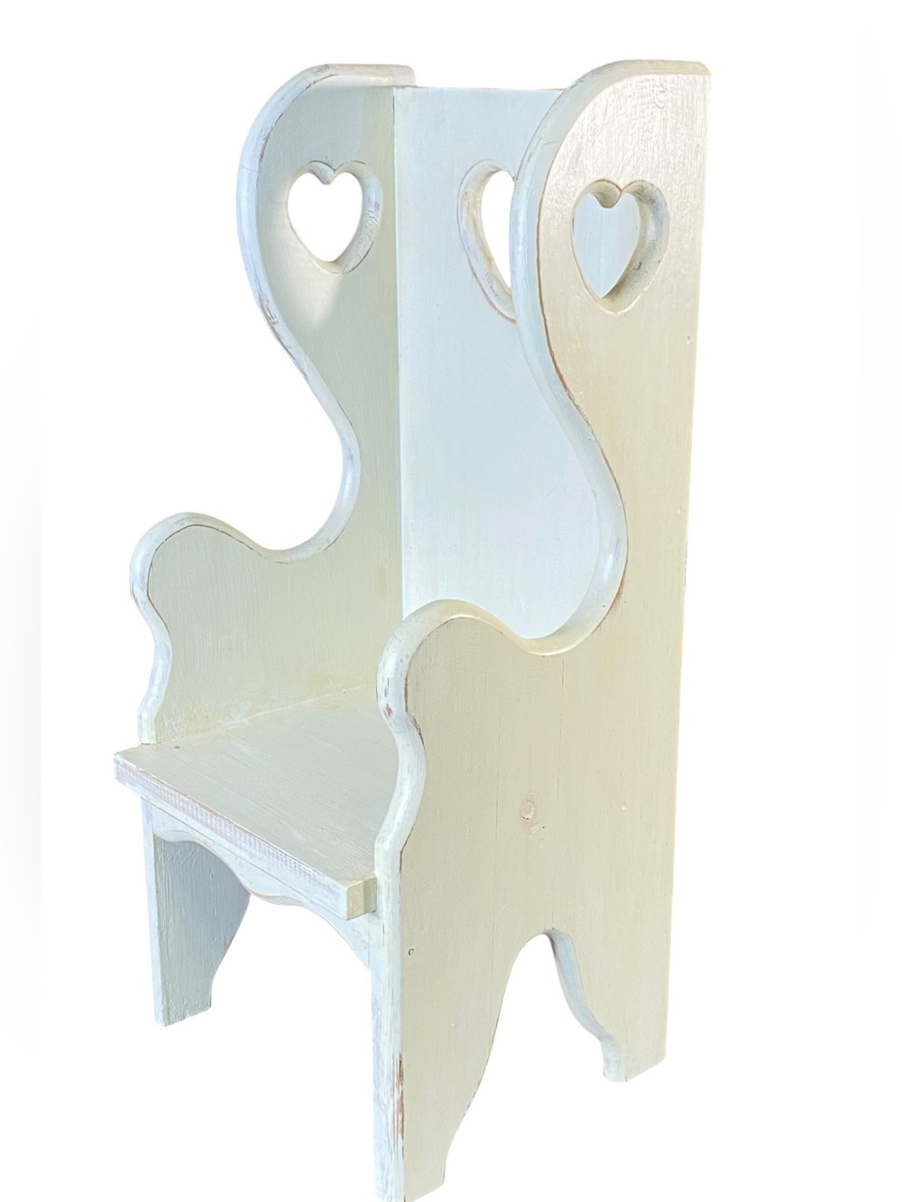 Rustic Wooden Doll Chair White Miniature Tall Back Child Room Decor Plant Holder